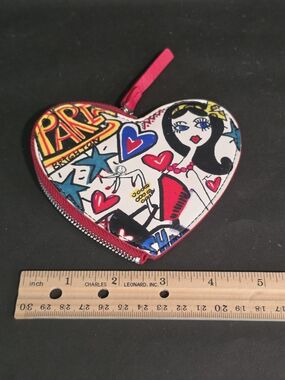 Brighton Heart Graphic Coin Purse - White, Pink, Blue, Red